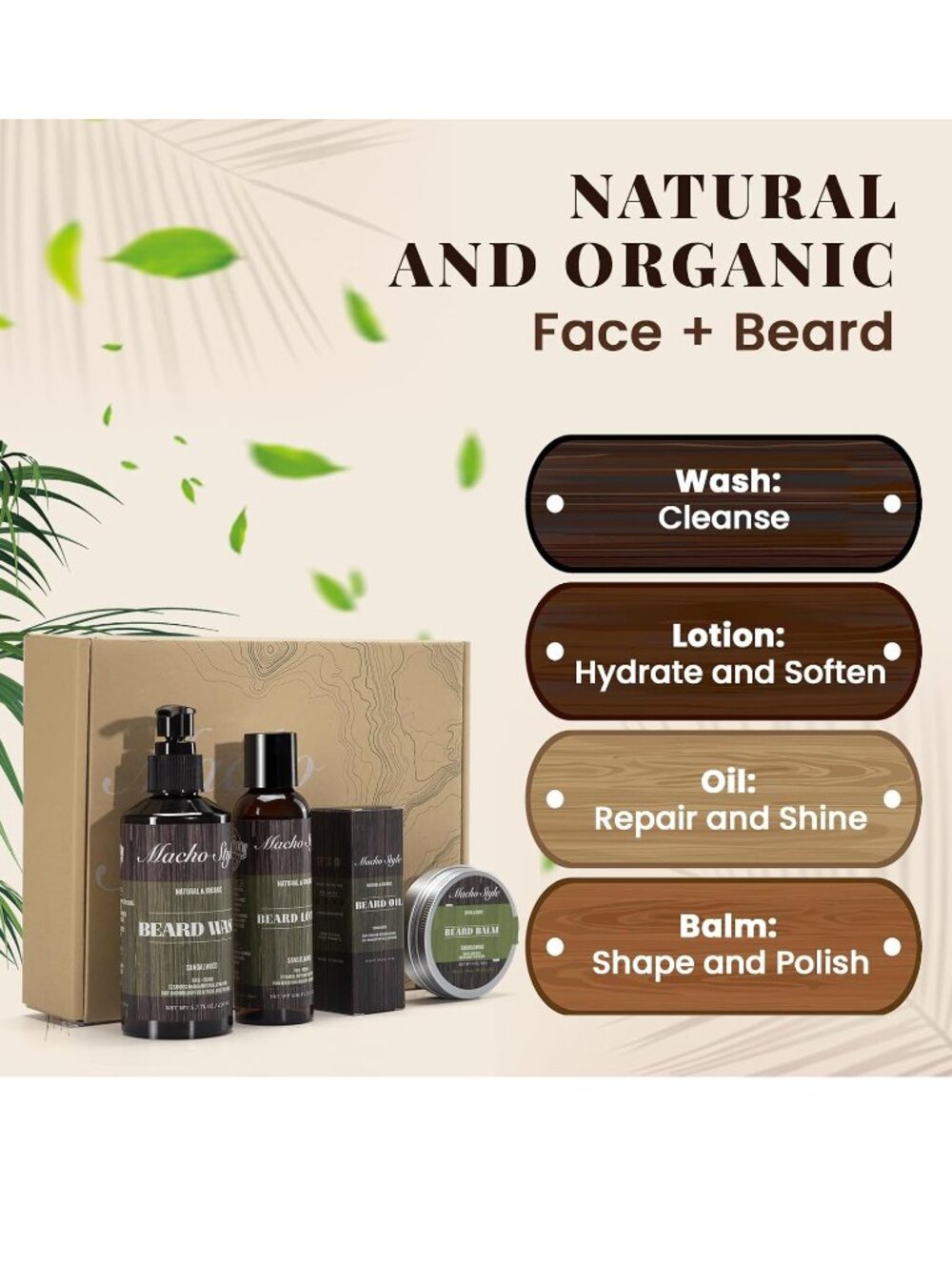 MACHO STYLE Beard Grooming Set - NEW NIB